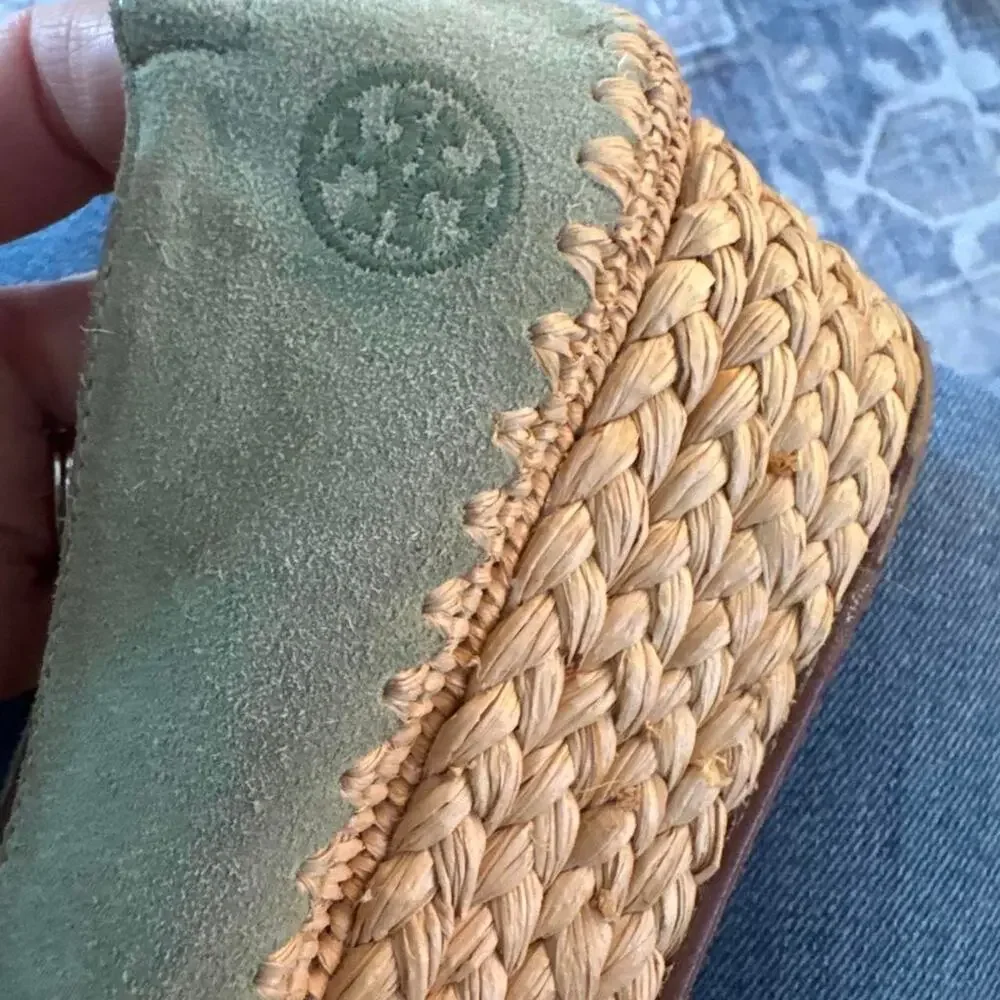 Tory Burch sage green suede espadrilles 7